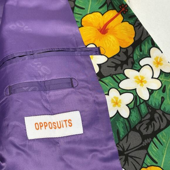 OppoSuits Tropical Treasure 2 Pc. Black Floral Suit Men’s Size 38 - Picture 7 of 16